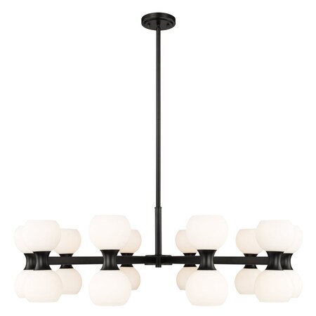Z-Lite Artemis Chandelier, 20-Light, 42 In.W x 12.75 In.H, Matte Black/Matte Opal 494-20MB
